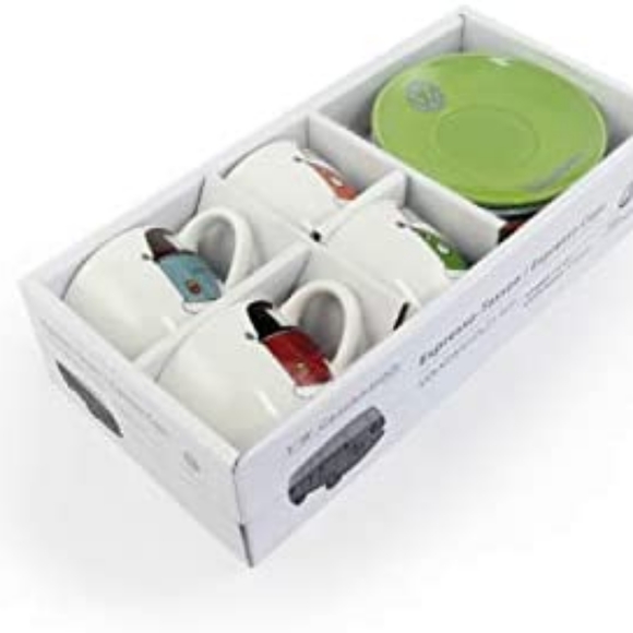 Volkswagen Samba Bus T1 Camper Van Espresso Cup 4-pc Set in Gift Box - Picture 2 of 4